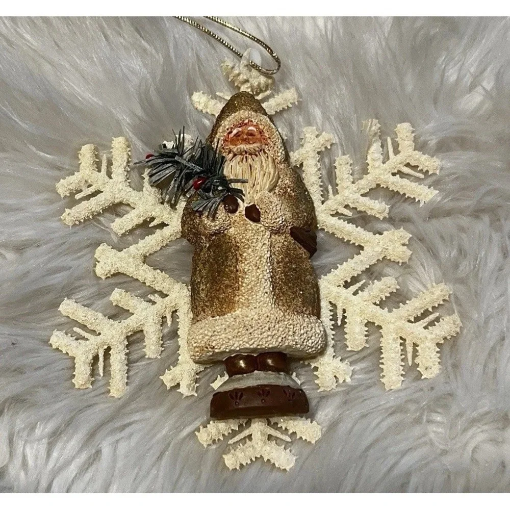 Kurt S Adler Victorian Santa Snowflake Midwest Cristmas Ornament Lot 4‎ Set